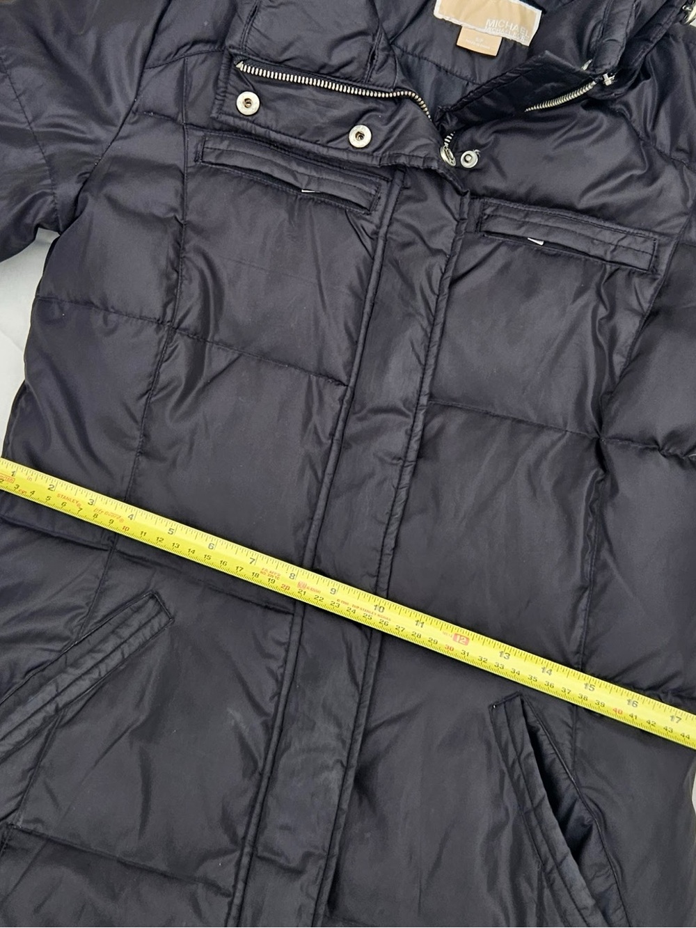 Michael Kors Long Black Puffer Jacket with Hood - Picture 14 of 16